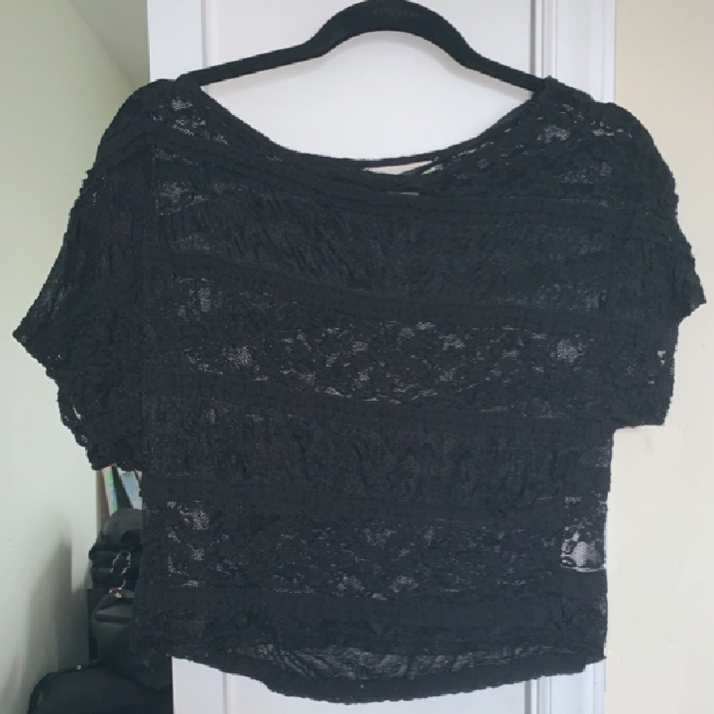 Staring at Stars Black Lace Blouse Top Size Small
